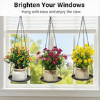 Heavy Duty Metal Hanging Planters for Indoor Plants - Black Plant Hanger with Sturdy Tray & Chains, Modern Boho Wall/Ceiling/Window Mounted Plant Basket (3/S, Three Chains Three Little Trays)
