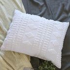 YINFUNG Tufted Pillow Sham King White Set of 2 Boho Pillowcases Shabby Chic Decorative Textured Poms Diamonds Moroccan Embroidery Farmhouse Bright White 20x36