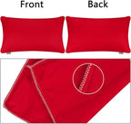 Thmyo 4-Pack 100% Cotton Lumbar Comfortable Solid Decorative Throw Pillow Case Rectangle Cushion Cover Pillowcase Sublimation Blank Christmas DIY Throw Pillowcase for Sofa Bed(12x20inch/30x50cm, Red)