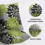 Black Lime Green Pillow Covers 22X22 Inch Set of 2, Spring Summer Floral Dahlia Flower Cream Decorative Throw Pillow Covers Outdoor Modern Farmhouse Cushion Case for Home Couch Sofa Bed Decor
