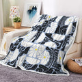 Boho Abstract Colorful Floral Throw Blanket, Vintage Retro Patchwork White Black Purple Flower Botanical Geometric Aesthetic Groovy Flannel Throw Blanket for Chair Bed Sofa Couch, 60X70IN
