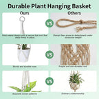 Macrame Plant Hanger, 2 Pcs Boho Hanging Planters for Indoor Outdoor, Decorative Braided Cotton Rope Flower Pot Hanging Plant Holder with Metal Rings