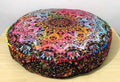 ICC Large Hippie Mandala Round Floor Pillow Cover Ottoman Pouf Cover Daybed Oversized Cotton Cushion Cover with Heavy Duty Zipper Seating Ottoman Poufs Dog-Pets Bed (Multi Star, 35" Round)