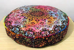 ICC Large Hippie Mandala Round Floor Pillow Cover Ottoman Pouf Cover Daybed Oversized Cotton Cushion Cover with Heavy Duty Zipper Seating Ottoman Poufs Dog-Pets Bed (Multi Star, 35" Round)