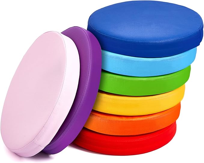 Juexica 8 Pcs Extra Thick Flexible Seating Floor Cushions Assorted Colored Floor Pillow Classroom Seat Cushions Soft Classroom Seating for Kids Learning Daycare School Chair(Classic Color)