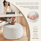 Round Pouf Ottoman Foot Rest, 29 X 18Inch Floor Poufs Footstool, A Round Modern Foam Filled Foot Stool for Living Room, Home, Nursery, Dorm (White, 29Inch)