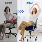 Seat Cushion with Carry Handle, Memory Foam for Tailbone/Sciatica Easing, Chair Cushions for Cars, Desks, Office Chair Cushion with Non-Slip Design, Ideal for Post-Surgery Recovery (Blue)