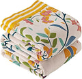 Boho Blanket for Bed 100% Cotton Bohemian Throw Blankets Ultra Soft Woven Muslin Decorative Blankets All Seasons Vintage Quilt Knitted Blanket for Sofa Chair(Yellow, 90"x98")