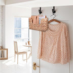 Woven Hanging Magazine Holder Water Hyacinth Storage Basket Wall Mounted Wicker Organizer Boho Modern Farmhouse Book Rack with Handle File Newspaper Mail Holder for Home Office