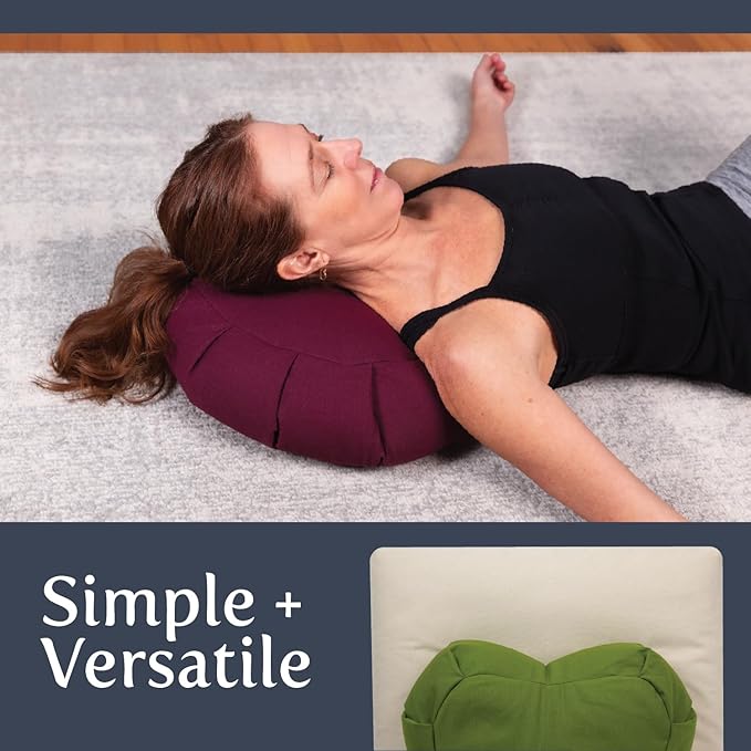 Meditation Cushion (Avocado) Crescent, Buckwheat Husk Filled, Floor Pillow or Cushions, Yoga Seat, Zafu, Made in The USA