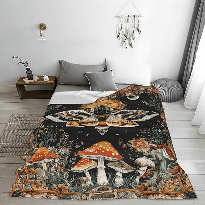 Moth Throw Blanket Soft Flannel Blanket 60"x50" in Bed Blanket Home Decor for Room Sofa Couch All Season