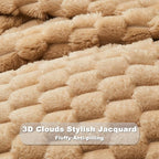 NEWCOSPLAY Super Soft Queen Blanket Brown Premium Silky Flannel Fleece 3D Clouds Stylish Jacquard Lightweight Bed Blanket All Season Use 350GSM (Brown, Queen(90"x90"))