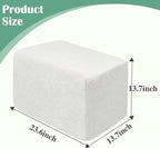 Rectangular Pouf Ottoman, Stuffed Floor Pouf with Foam Chunk Filling, Soft Coral Fleece Furry Foot Rest Stool, Multi-Use Ottoman for Living Room, White