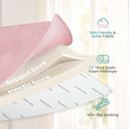 Baby Play Mat for Floor,1.3" Thick Elasti-Foam 50"×74" Playpen Mat for Tummy Time,Water Repellent Soft Coral Velvet for Toddler,Infant,Kids,Non-Slip Backing Safe for Crawling(Pink)