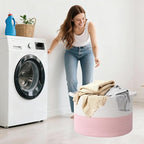 65L Large Blanket Basket,19.7" L x 19.7" W x 13" H Rope Woven Baskets with Handles, Toys Storage Bins,Laundry Basket Perfect for Living Room, Nursery,Bedroom,Home Organization,White&Pink