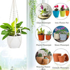 35 Inch Macrame Plant Hanger Indoor, Hanging Planter Basket Woven Boho Rope Hanger Kits with Metal S Hooks for Up to 10 Inch Plant Pots Indoor Outdoor Home Decro No Tassels