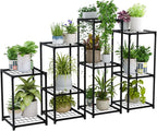 Bamworld Plant Stands Indoor 4 Sets Plant Shelves Outdoor Metal Plant Holder for Multiple Plants Flower Stands Window