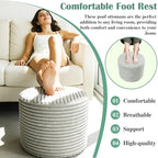 Round Pouf Ottoman, Stuffed Floor Pouf with Foam Chunk Filling, Soft Coral Fleece Furry Foot Rest Stool, Multi-Use Ottoman for Living Room, Wide Stripe Boho Decor,Dark Gray