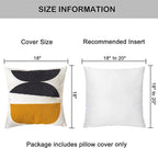 Square Bohemian Decorative Pillow Cover, Abstract Cotton Hand Woven Throw Pillowcase for Boho Bedroom Living Room, Modern Decor Home Cushion Sham 18x18, 1PC(Black Mustard)