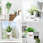 Hanging Planters for Indoor Outdoor Plants, 2 Pack Self Watering Hanging Pot with Drainage Holes & Removable Tray (White, 6'')