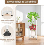 LASZOLA 2 Tier White Plant Stand Indoor for Large Tall Heavy Duty Flower Planter, Metal Vertical Multi Level Rack for Narrow Floor Corner, Sturdy Round Holder Organizer, Modern, Mid Century, Farmhouse