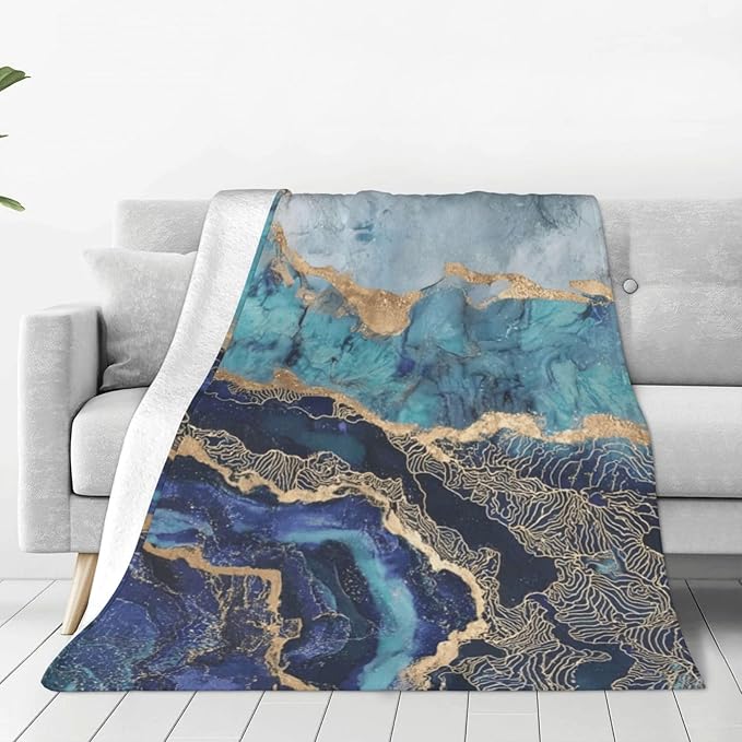 Marble Throw Blanket Soft Flannel Blanket 60"x50" in Bed Blanket Home Decor for Room Sofa Couch All Season