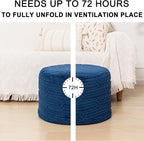 Asuprui Pouf Ottoman Foot Rest – Plush Round All-in-one Foam Stool for Cozy Lounging, Floor Pouf & Chic Decor (Navy Blue)