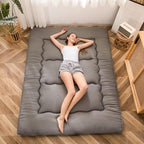 MAXYOYO Japanese Floor Mattress Futon Mattress, Thicken Tatami Mat Sleeping Pad Foldable Roll Up Mat for Boys Girls Dormitory Kids Floor Bed, Charcoal Grey, Twin