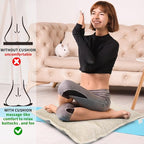 SINSOSSO Large Floor Pillows 22", Thickened Bite-Size Memory Foam Square Non-Slip Cushions for Office Back Support/Yoga/Chair Seat, Fashionable Color-Blocked Fabric & Washable, Beige, 2 PCS