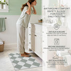Beeiva Checkered Print Indoor Door Mats for Entryway, 2x3 Washable Bathroom Rug Non Slip Soft Small Rug for Bedroom Ultra Thin, Moroccan Trellis Carpet for Laundry Kicthen Decor (Green/White)