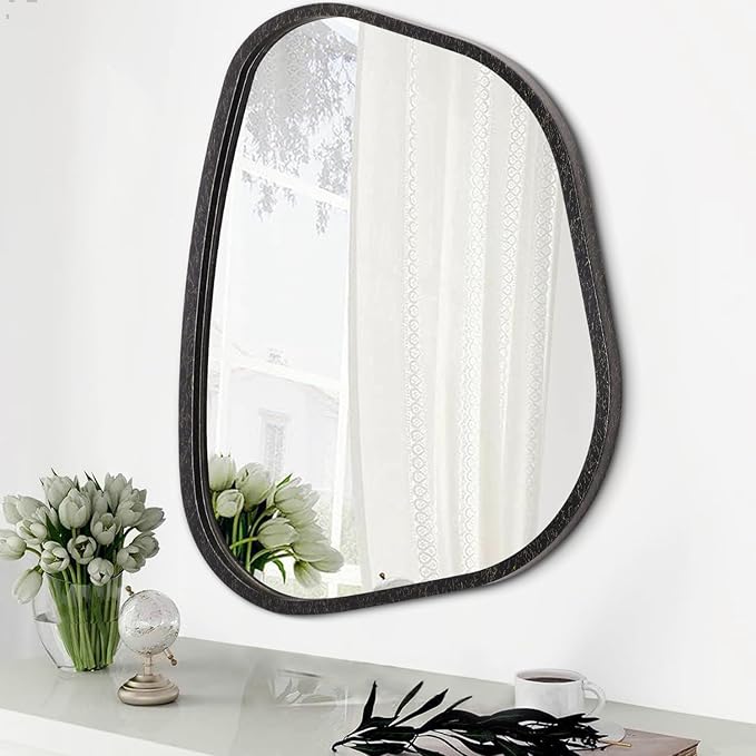 Irregular Asymmetrical Mirror Wall Mounted, Unique Vanity Mirror, Shaped Dressing Mirror Decorative for Living Room, Bathroom, Bedroom, Entryway Wall Decor 14"x10"