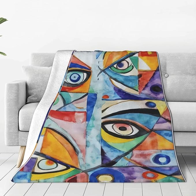 Abstract Throw Blanket Soft Flannel Blanket 60"x50" in Bed Blanket Home Decor for Room Sofa Couch All Season
