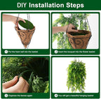 Artificial Faux Hanging Plants Basket for Spring Outdoor Summer Decoration, Fake Seaweed Plant UV Resistant Look Real for Outside Porch Home Patio Balcony Yard(Dark Green)