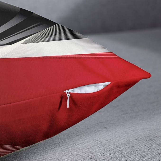 Emvency Set of 4 Throw Pillow Covers Modern Abstract Red Stripes Gray Black White Acrylic Bold Grey Decorative Pillow Cases Home Decor Square 22x22 Inches Pillowcases