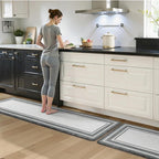 KIMODE Anti Fatigue Kitchen Mats for Floor 2 Piece, Cushioned Farmhouse Kitchen Rugs, Non Slip Kitchen Floor Mats, Comfort Foam Standing Desk Mats for Laundry Office Sink Grey 20"x71"+20"x32"