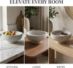 OAKOA Concrete Fruit Bowl for Kitchen Counter - Large Decorative Bowls for Home Decor - Modern Key Bowl for Entryway Table - Pedestal Bowl for Keys