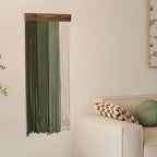 HVEST Green Macrame Wall Hanging Boho Wall Decor Green and Beige Yarn Wall Art for Living Room Bedroom Office Nursery Apartment Yoga Room Decor, 38.5L X 15.7W inches