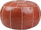 Decorative Pouf Foot Stool Round Unstuffed Leather Ottoman Cushion Storage seat or for Resting Your Feet on, Floor Chair Foot Living Room Bedroom Kids Room and Wedding (Rust)