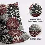 Black Burgundy Pillow Covers 20X20 Inch Set of 2, Spring Summer Floral Dahlia Flower Cream Decorative Throw Pillow Covers Outdoor Modern Farmhouse Cushion Case for Home Couch Sofa Bed Decor