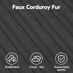 MeMoreCool Square Stuffed Pouf Ottoman Foot Rest, Stripe Furry Floor Pouf Foot Stool with Foam Chunk Filling, Soft Fluffy Stuffed Ottoman Footrest for Living Room, Corduroy Grey