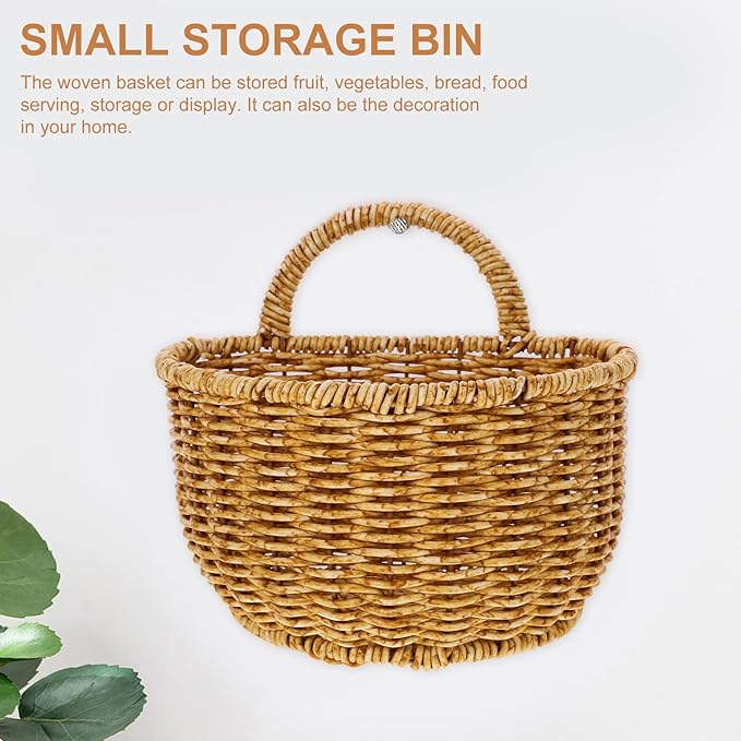 DOITOOL Handwoven Kitchen Storage Basket 7 Inch Hanging Wall Basket for Fruits Vegetables Garlic Onion Bathroom Organization
