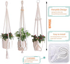 3 Pack Macrame Plant Hangers Handmade Woven Boho Hanging Planters for Indoor Plants Window Balcony Home Decor