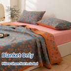 100% Cotton Muslin Blanket Jacquard Rustic Floral Leaves Print Quilt, Soft Bed Cover 3 Layers Reversible Bedspread Coverlet Breathable Lightweight Bedding Twin(59"x94"), No Pillow Sham