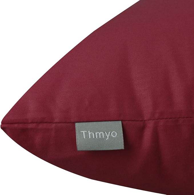 4-Pack 100% Cotton Comfortable Solid Decorative Throw Pillow Case Square Cushion Cover Pillowcase Sublimation Blank Pillow Covers(Cover Only,No Insert)(16x16 inch/ 40x40cm, Wine red)