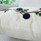 vctops Floral Embroidered Pillow Covers 18x18 Inch Spring Summer Cotton Tufted Throw Pillow Cover Outdoor Garden Cushion Case for Sofa, Bed, Living Room (Flower A,18"x18")