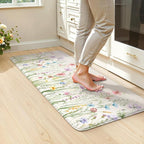 KIMODE Anti Fatigue Mats for Kitchen Floor, 20"x39" White Floral Kitchen Rug, Cushioned Kitchen Floor Mat Non Slip, Memory Foam Standing Mat for Sink Laundry Office Desk