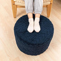 Boucle Pouf Ottoman and Foot Rest 20 x 20 x 14 Inches Floor Pouf Boho Foot Stool Home Decor for Couch Sofa Bean Bag Chairs Navy Blue