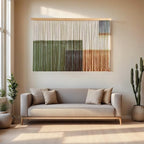 Sdjazl Woven Boho Macrame Wall Hanging Home Decor Tapestry Dip-Dyed Large Macrame Wall Art Colorful Mountain Landspace for Living room (green1)