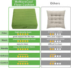 MeMoreCool Square Floor Pillow Seating for Adults Kids, Large Meditation Cushion Floor Pillow with Thick Foam & Soft Tufted Cover, Washable Big Pillow Seat Floor Cushion for Sitting Yoga 24" Green