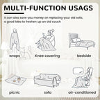 ROOMLIFE Beige Boho Couch Cover Sofa Covers with Tassel Farmhouse Sofa Slipcover Simple Couch Protector for Dogs Chenille Sectional Couch Covers L Shaped Couch Cushion Covers, 71"x 118"